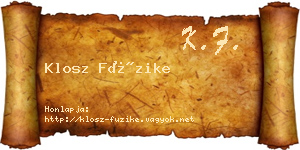 Klosz Füzike névjegykártya